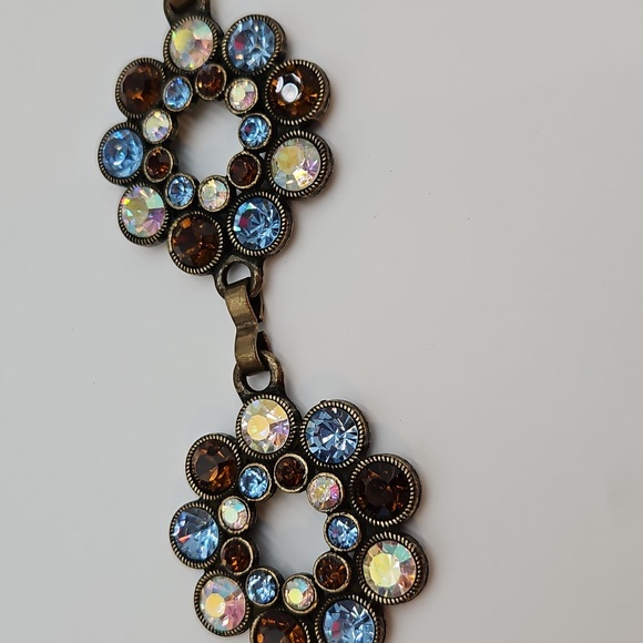 Chico's Chic Floral Belt with Blue and Gold Accents Vintage Metallic Metal 48" - Picture 4 of 6